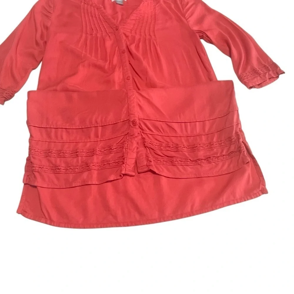 Old Navy Girls Coral Pink Pleated Button Front Dress Size XL 14 Tween
